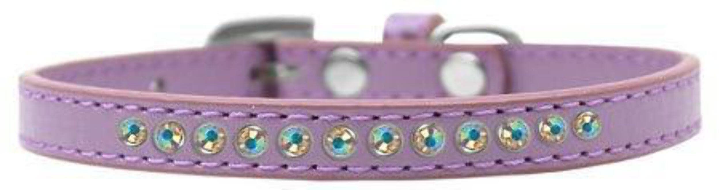Dog, Puppy & Pet Fashion Collar, "Aurora Borealis Crystal Rimsets" Lavender 16