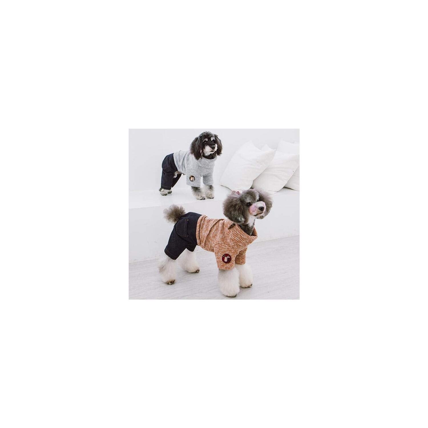 Touchdog Vogue Neck-Wrap Sweater and Denim Pant Outfit, Small, Peach