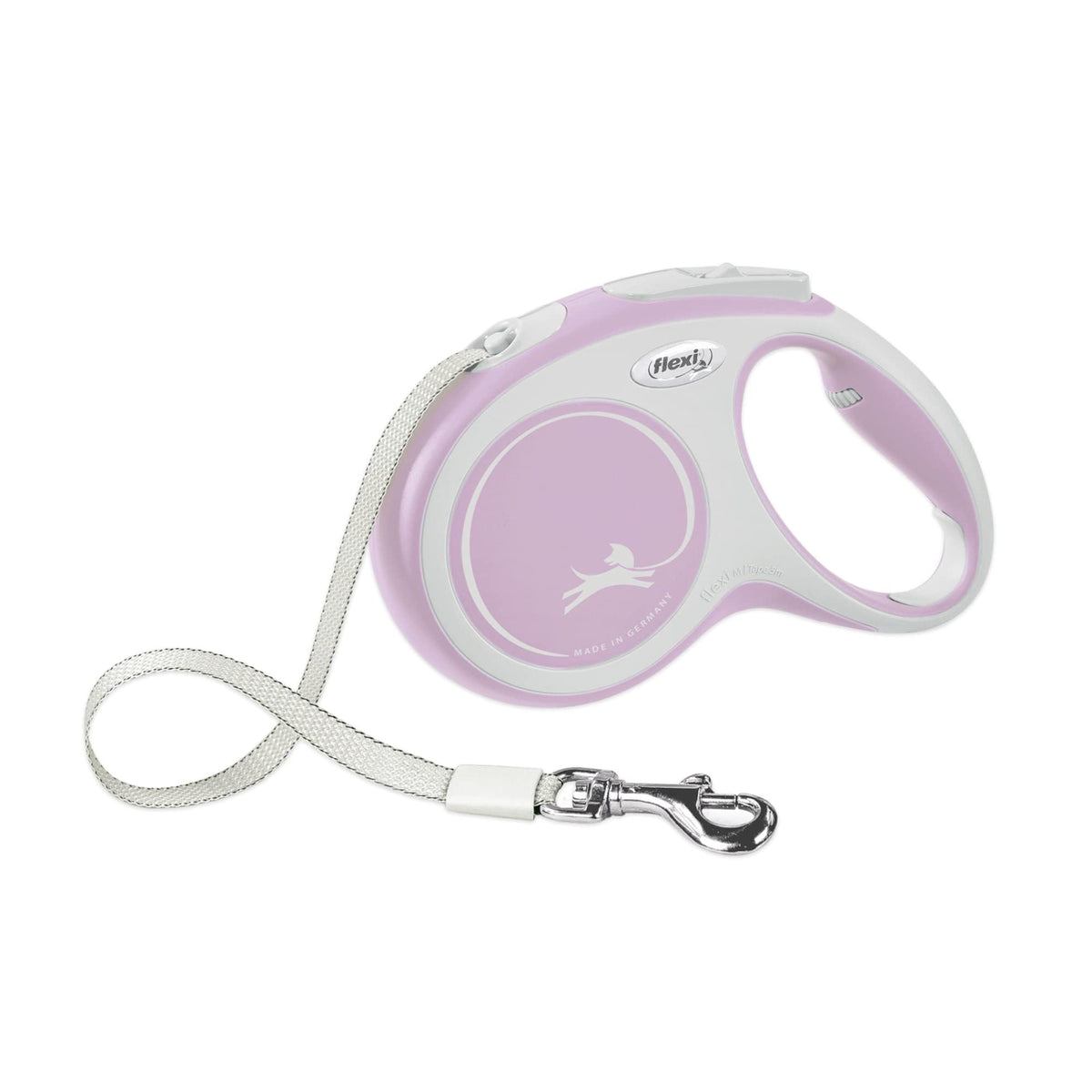 Flexi® New Comfort Tape Retractable Dog Leash For Medium Dogs Upto 55 Lbs. – 16 Ft.,Pink/Rose | Tangle Free Pet Walking Leash With One-Handed Brake, Pause, Lock |German Quality Product