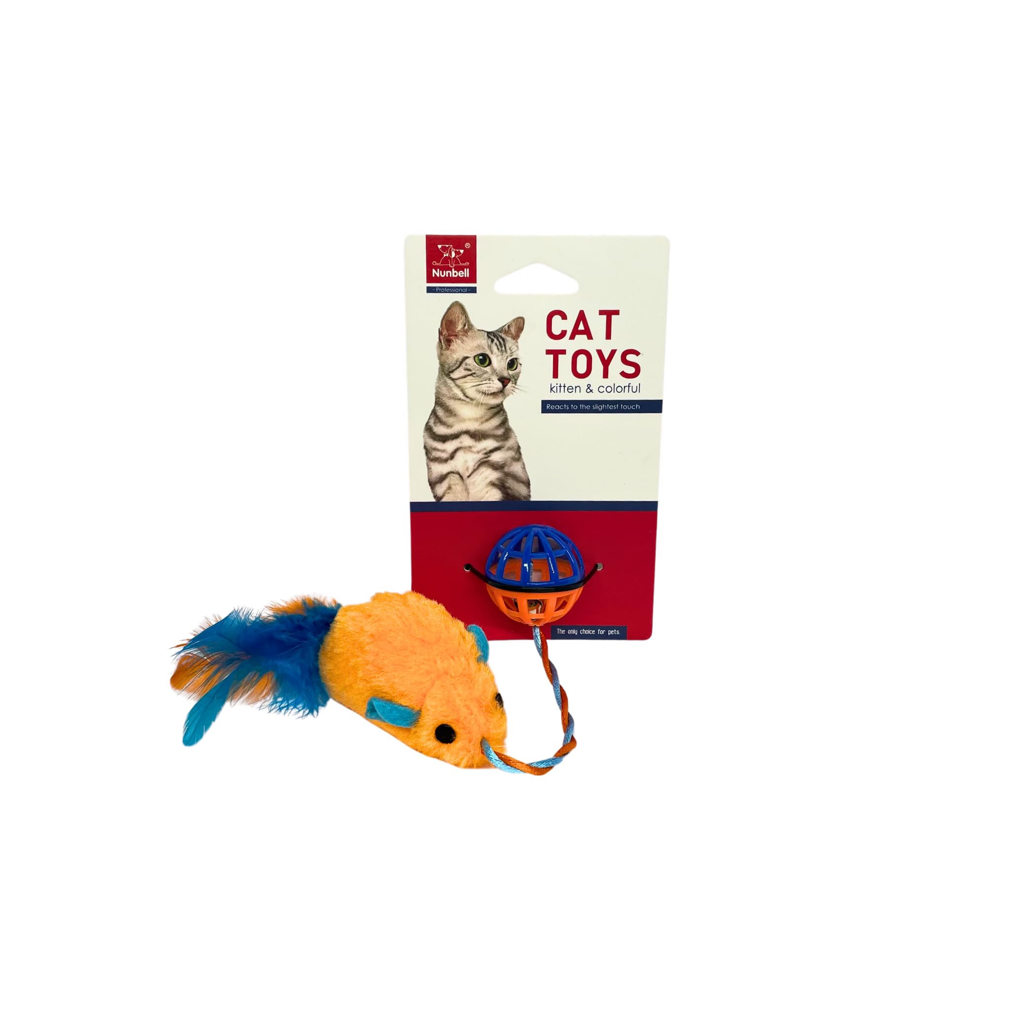 Paw N Pet Interactive Cat Toy  Plastic Bell Ball With Attached Plush Mouse  Engaging Play For Cats & Kittens (Color May Vary)