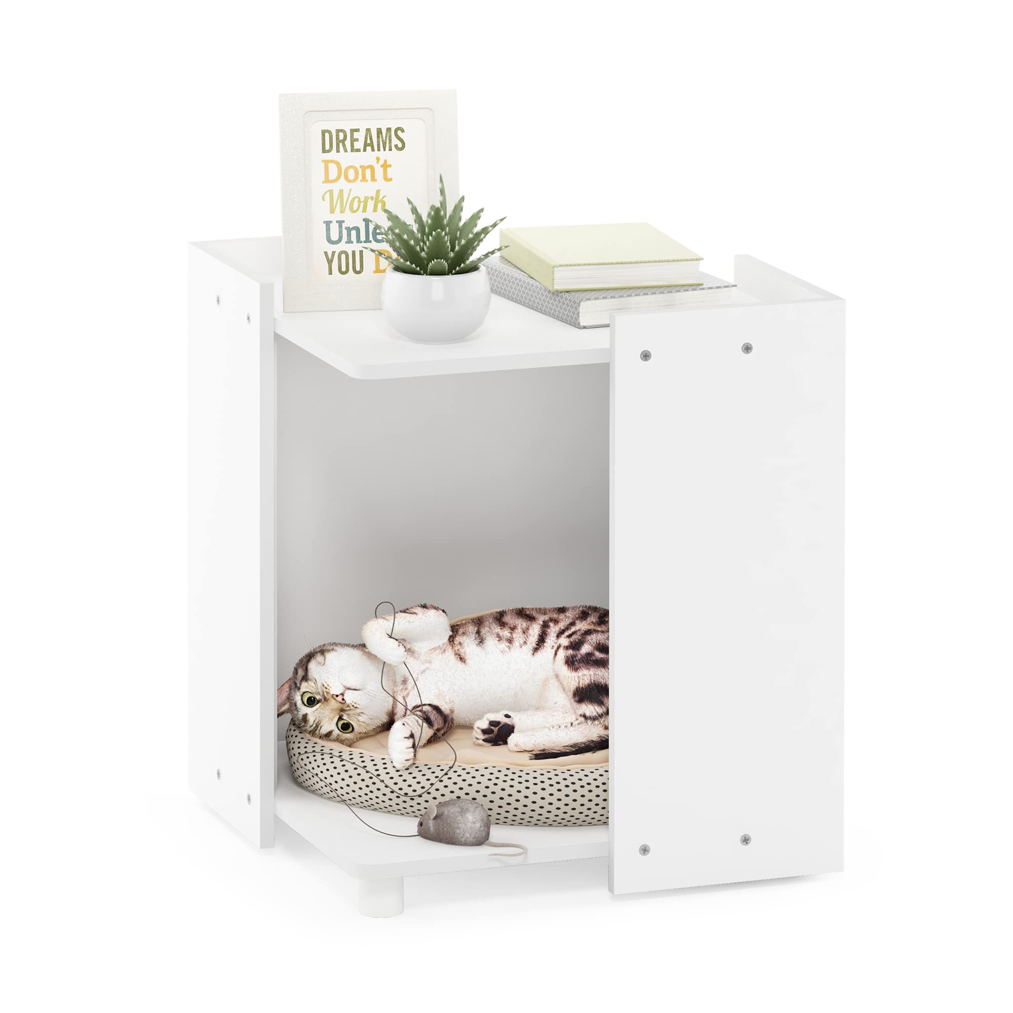 Furinno Peli Litter Box Enclosure, Solid White
