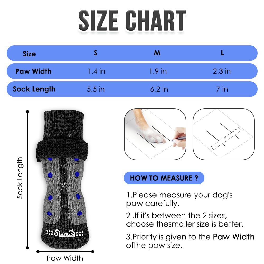 Slowton Dog Socks Anti Slip - 3 Pairs Dog Grip Socks For Hardwood Floors With Double Sides Grips, Socks To Prevent Licking Paws