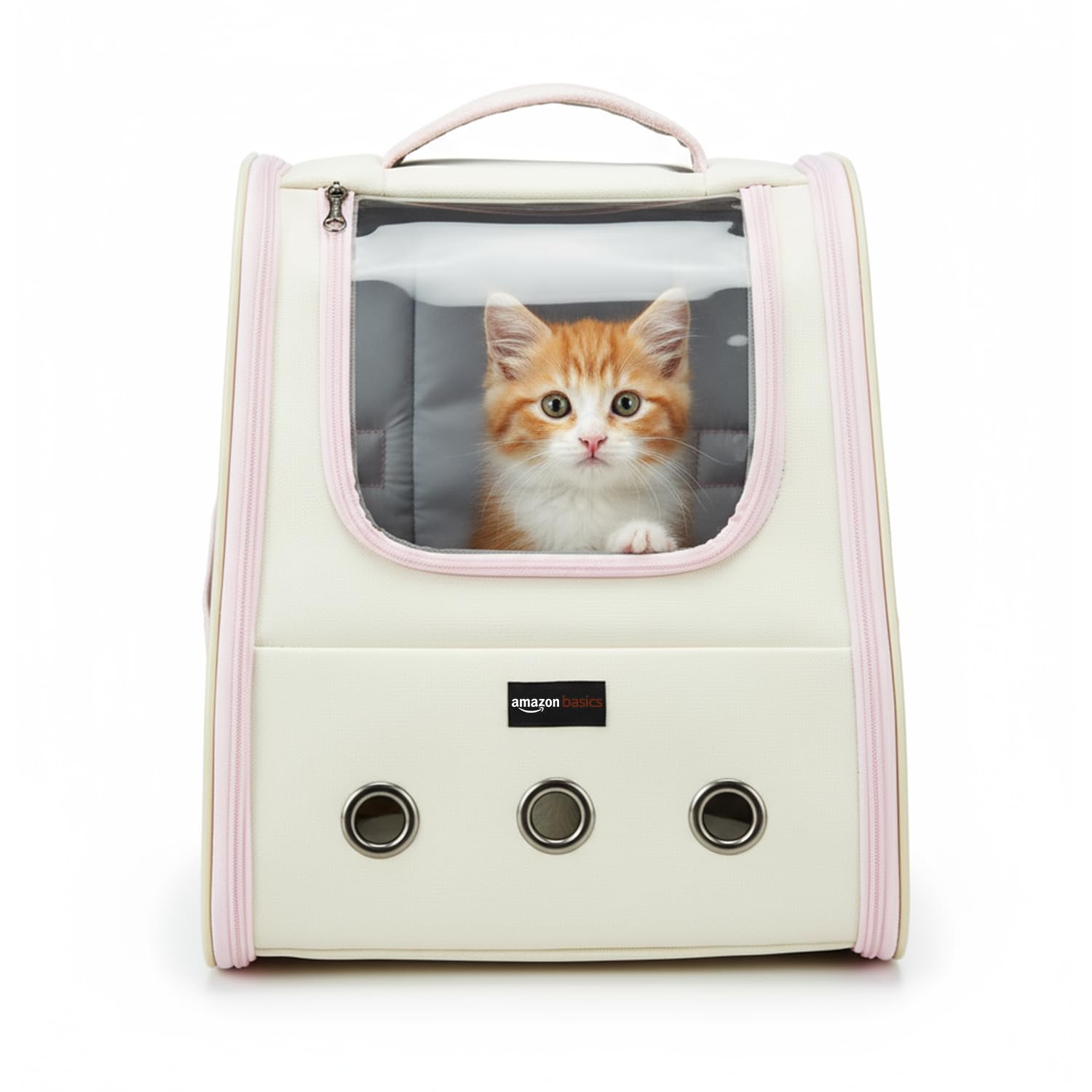 Amazon Basics Premium Breathable Pet Carrier Backpack For Cats And Dogs | Pink | Expandable Backpack | Pet Travel Carrier |Pet C