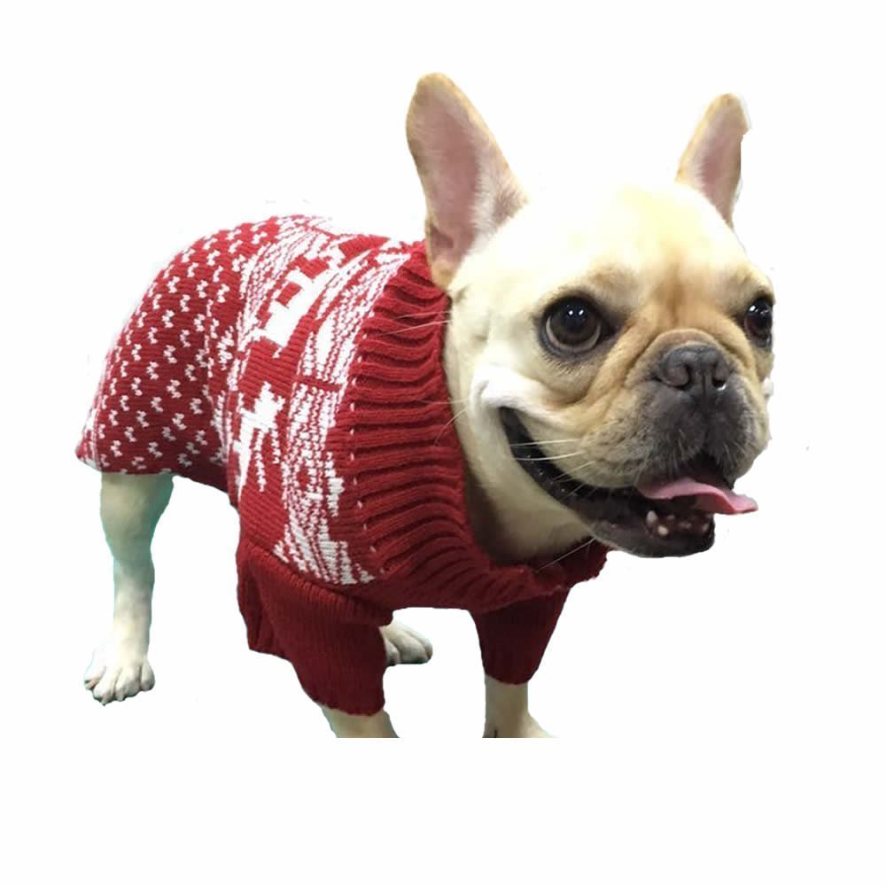 Red Reindeer Christmas Dog Sweater, Knit Winter Holiday Festive Pet Dog Christmas Sweaters For Large Dogs, Xx-Large (Xxl) Size 23' Back