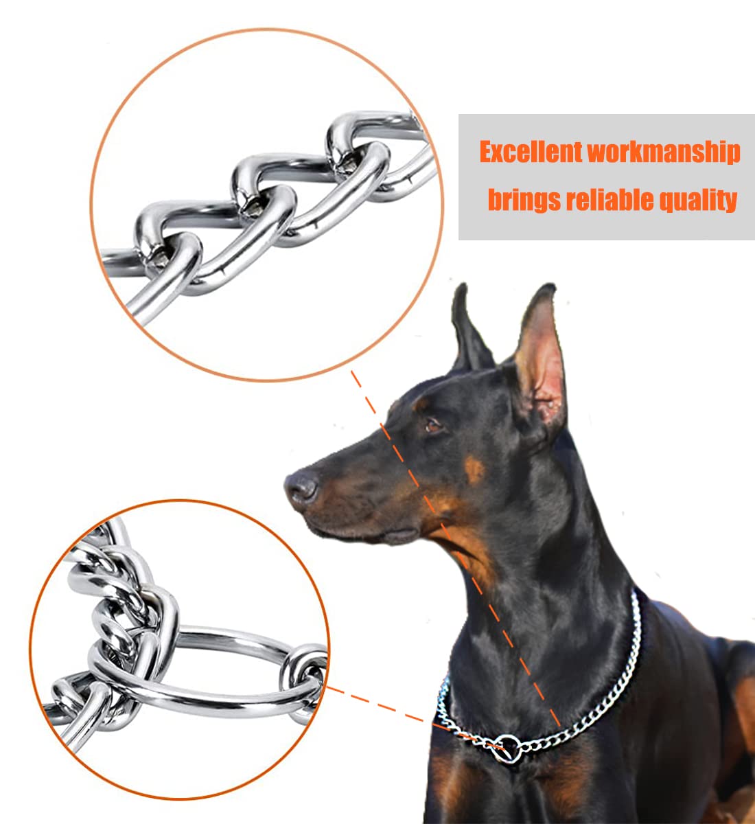 Freezx Dog Choke Collar Slip P Chain,Heavy Chain Dog Metal Training Choke Collars, Adjustable Weather Proof Alloy Steel Necklace For Small Medium Large Dogs