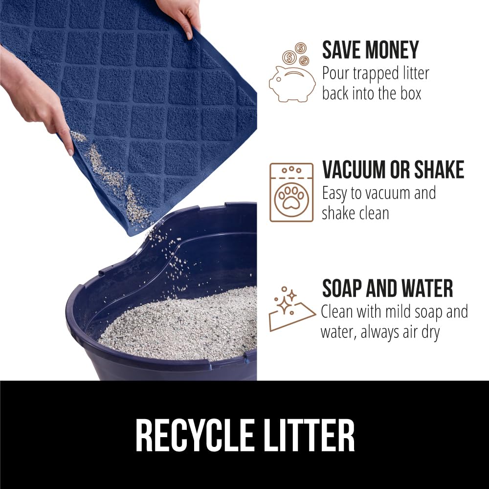The Original Gorilla Grip Water Resistant Cat Litter Box Trapping Mat 47x35, Easy Clean, Textured Backing, Traps Mess for Cleane