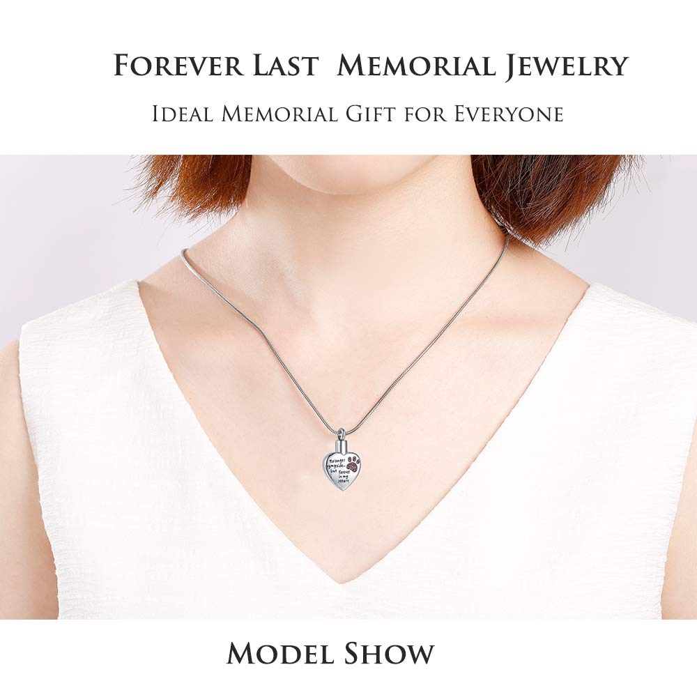 Rimzviux Pet Urn Necklace For Ashes Cremation Jewelry For Ashes Dog Cat Memorial Gift No Longer By My Side Forever In My Heart