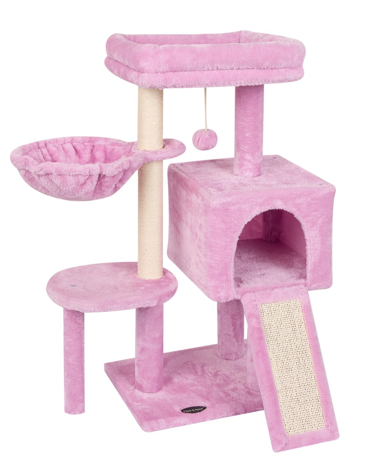Fish&Nap Cute Cat Tree Kitten Cat Tower For Indoor Cat Condo Sisal Scratching Posts With Jump Platform Cat Furniture Activity Ce