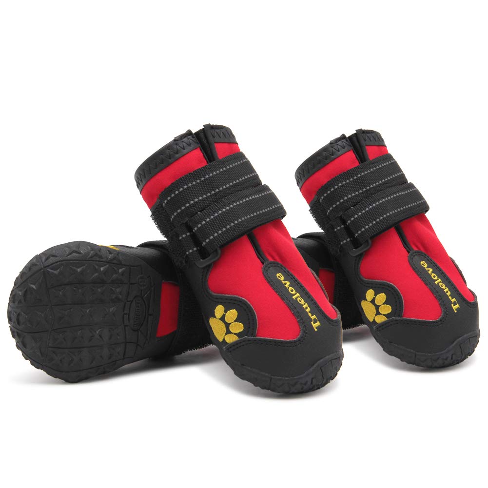 Mokcci Truelove Dog Boots Waterproof Dog Shoes With Reflective Straps For Small Medium Large Dog, Size 5 (Pack Of 4)