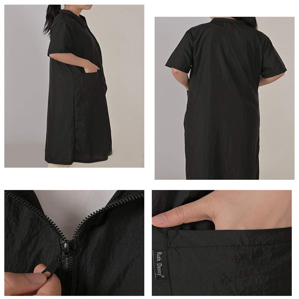 Grooming Smock, Long Length Pet Grooming Workwear With Pockets, Lightweight Anti Static Hairdresser Smock Barber Jacket