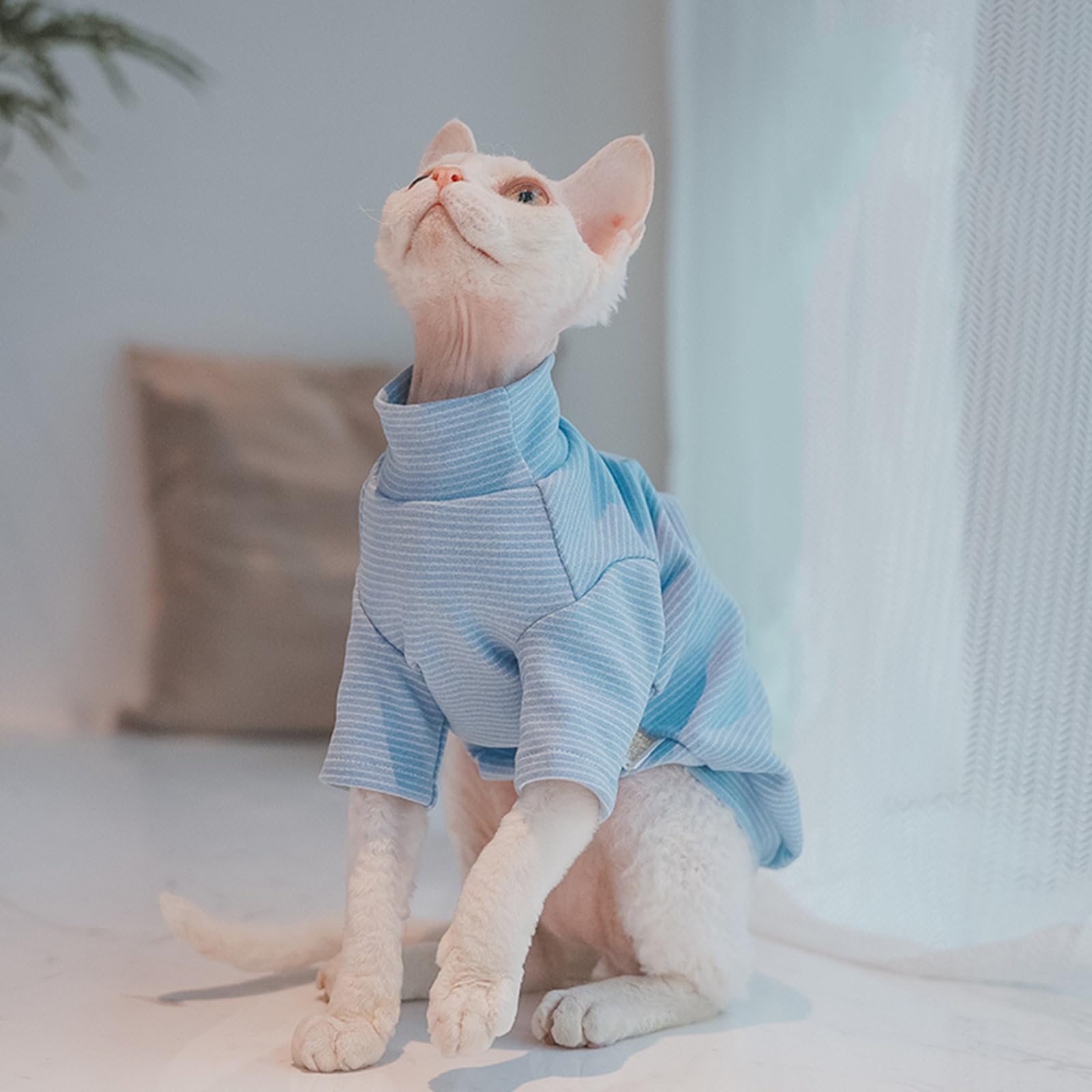 Sphynx Cats Warm Fleece Shirt Cat Turtleneck Undershirt Thermal Hairless Cat Clothes For Sphynx, Devon, Cornish Cat Clothes And
