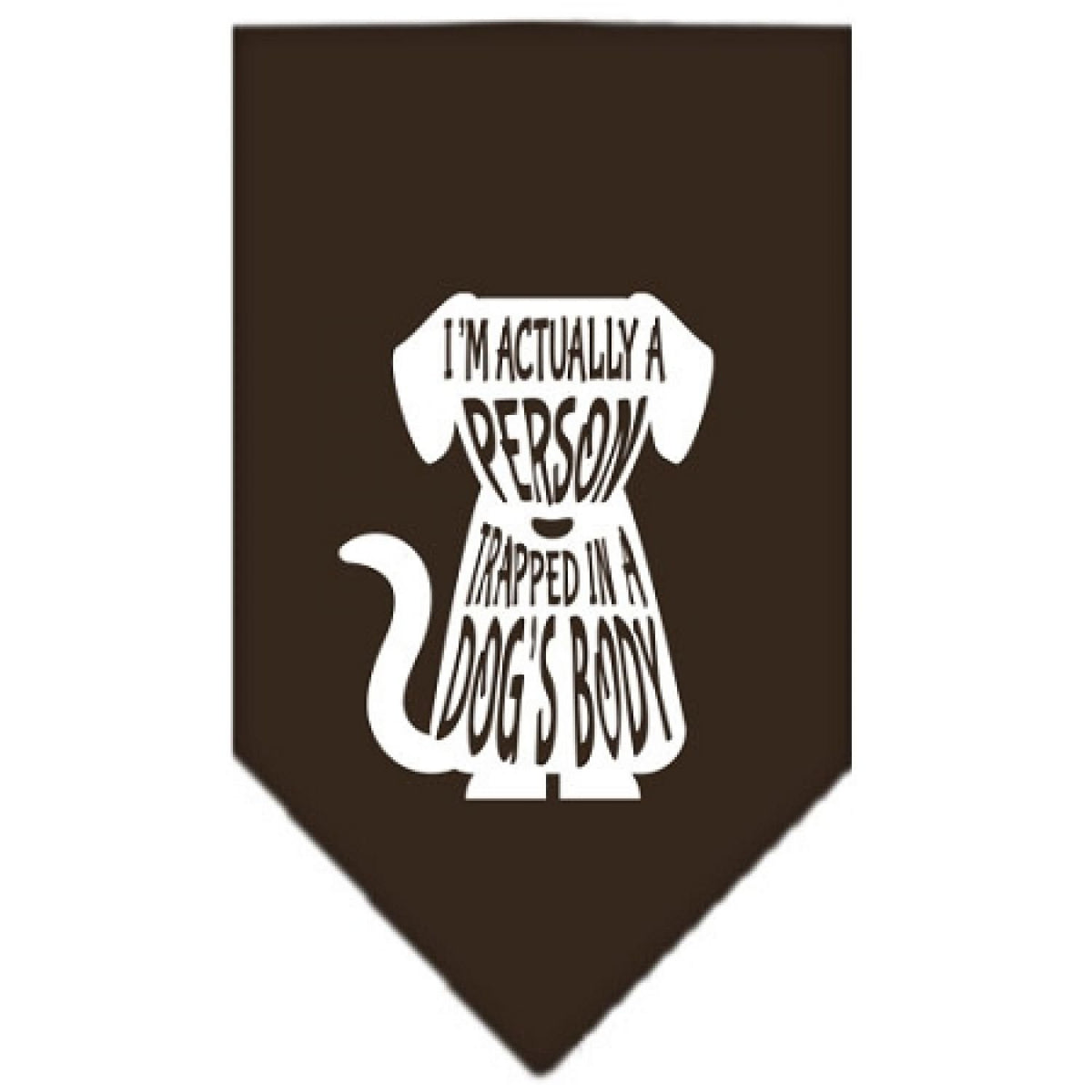 Pet and Dog Bandana Screen Printed, &quot;Trapped In A Dog's Body&quot; Cocoa Small