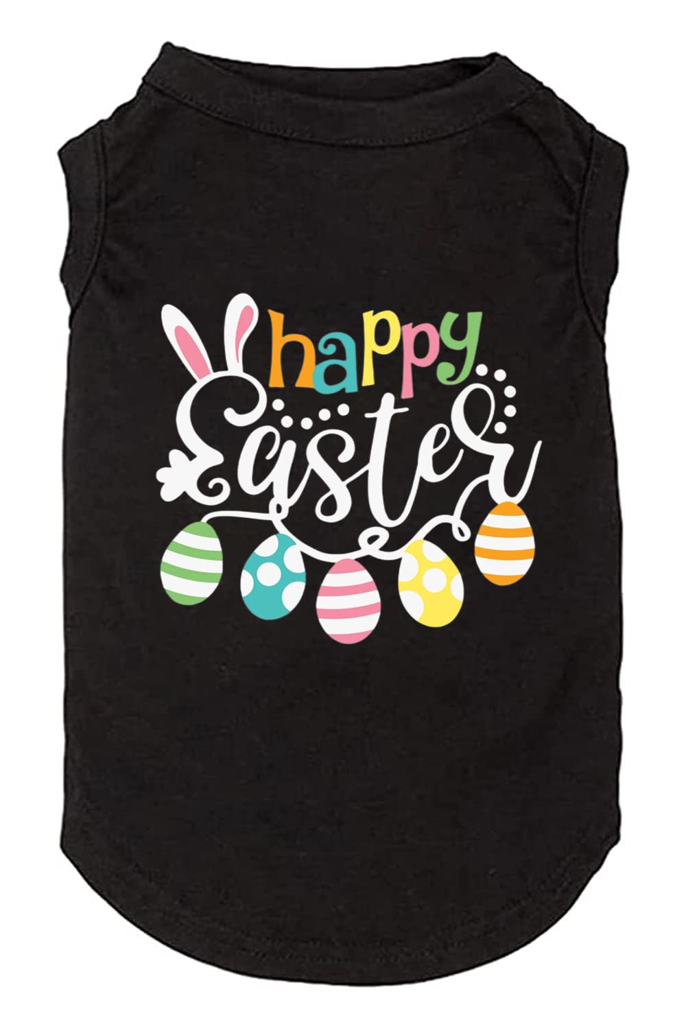 Happy Easter Shirts For Dog Funny Print Vest For Small Medium Large Dogs Soft And Light-Weight T Shirts Gift For Puppy (Small, Black)