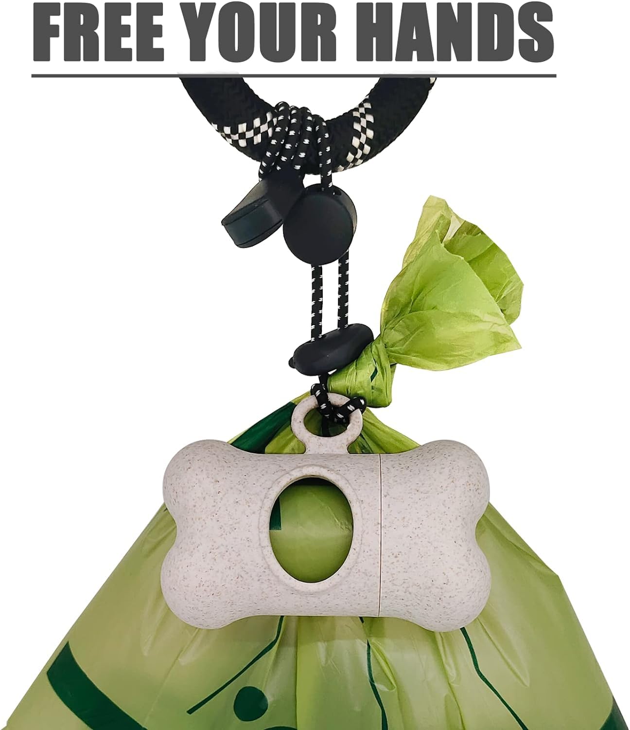 Shaouman Bone Shaped Dog Waste Bag Dispenser With Leakproof Bags, 2 Holders, 30 Bags, Beige