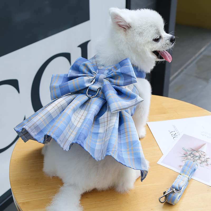 Clopon Dog Dresses For Small Dogs Harness For Female Dogs Girl Tutu Dresses Outdoor Leash Set Party Costumes Xl