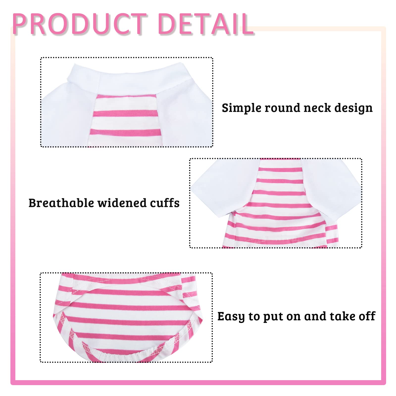 Setsbo Dog Clothes For Small Dog, Breathable Stretchy Dog Raglan Shirt, Soft Comfortable Cat Puppy Kitten Pet Apparel Outfits (L