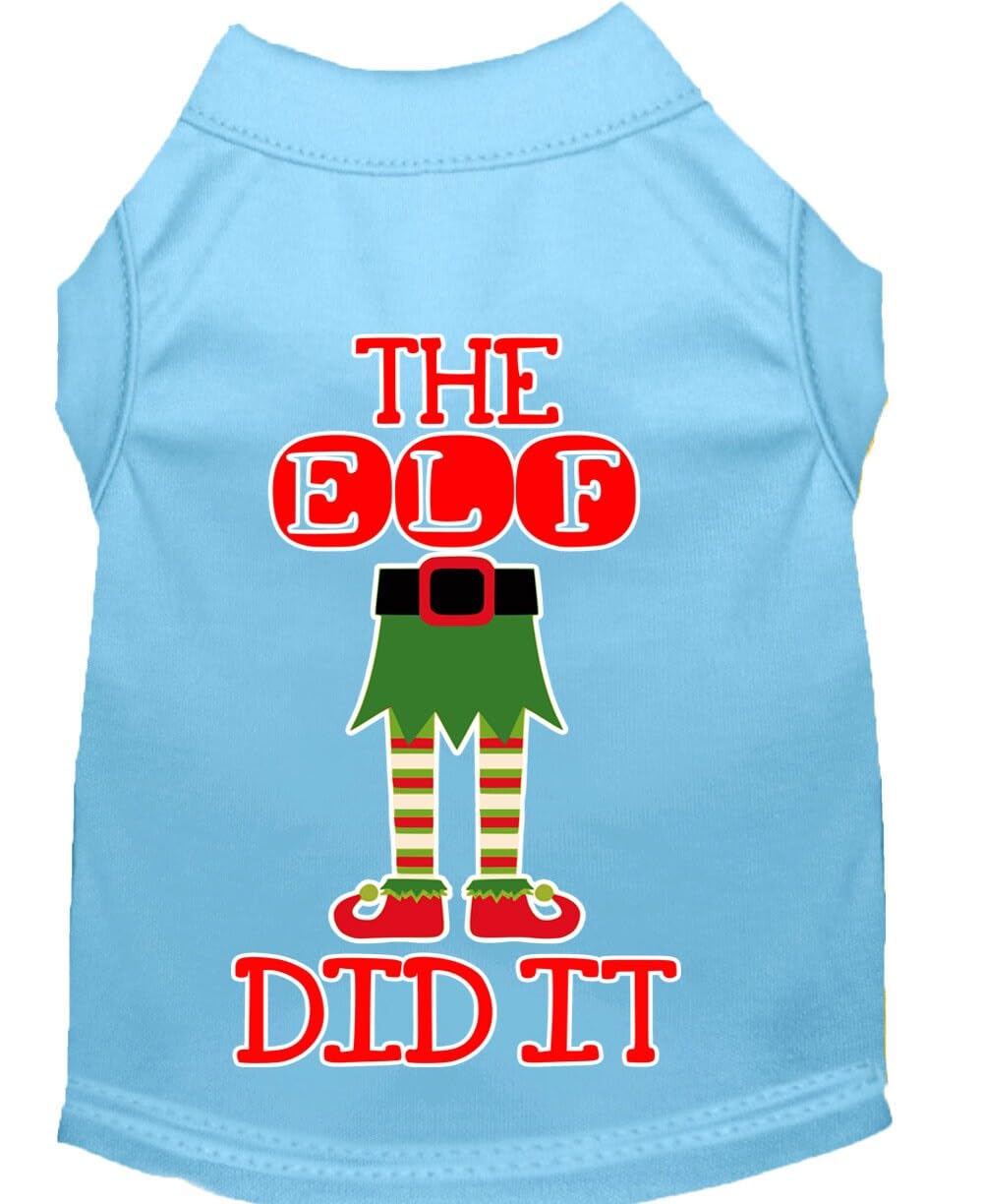 Christmas Pet Dog & Cat Shirt Screen Printed, &quot;The Elf Did It&quot; Black XL (14-20 lbs.)