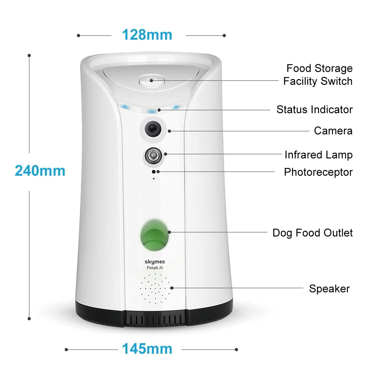Skymee Dog Camera Treat Dispenser,Wifi Full Hd Pet Camera With Two-Way Audio And Night Vision,Compatible With Alexa (2.4G Wifi Only) (Petalk Ai)