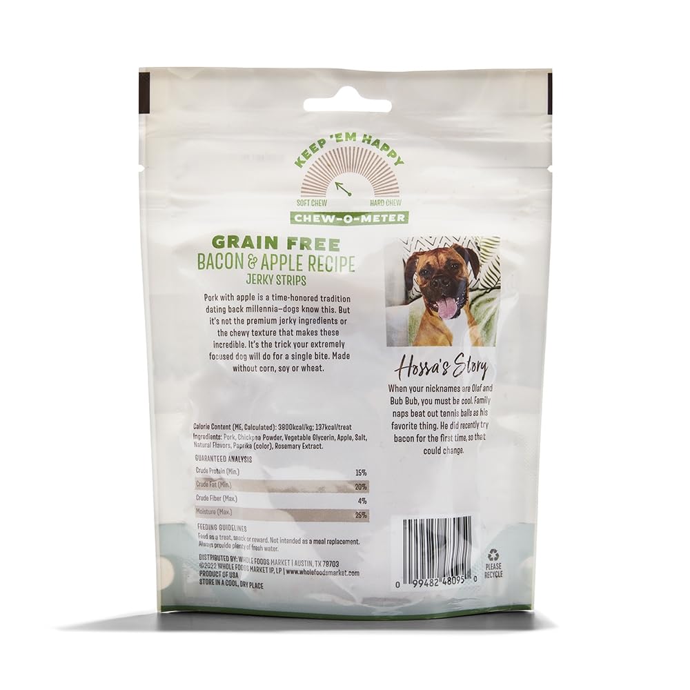 Whole Paws, Grain-Free Jerky Dog Treats, Bacon & Apple Recipe, 5 Ounce