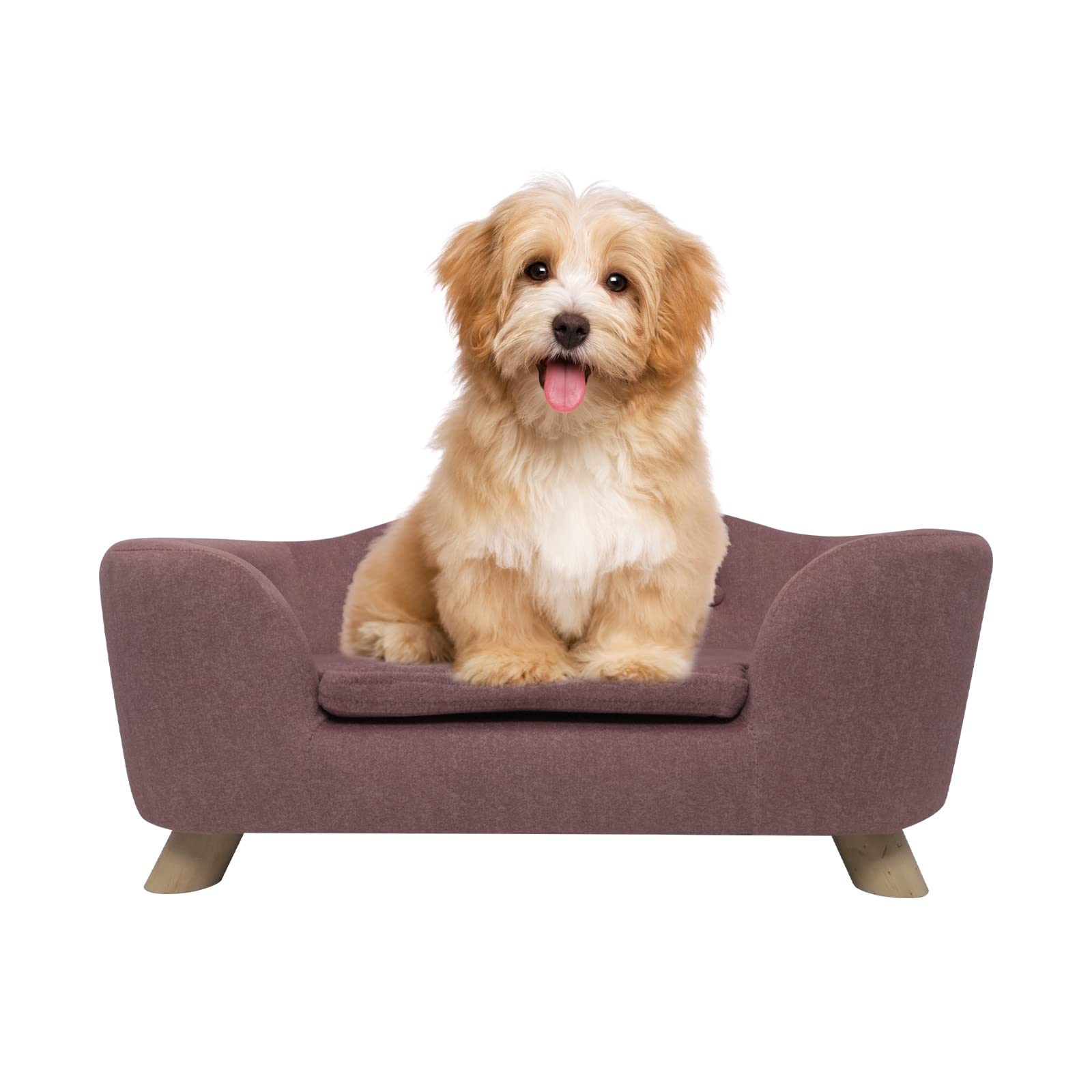 Shavi Pink Dog Bed Pet Sofa For Small Pets And Cats, Low Back Lounging With Velvet Soft Princess Bed, Easy-To-Clean (Pink)