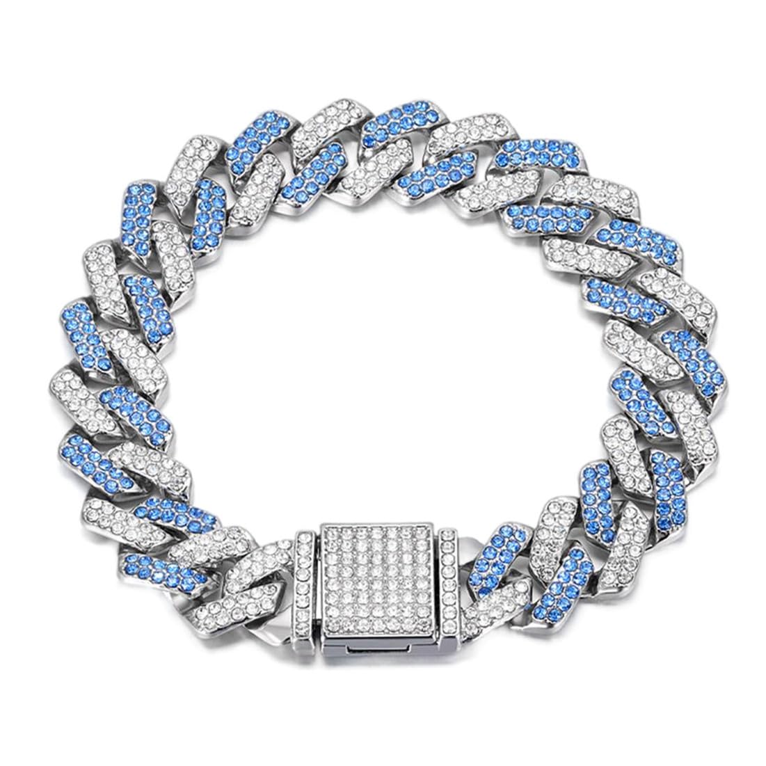 Puppy Chain Collar, Diamond Metal Cuban Link Dog Collar,15Mm Wide Bling Sparkly Puppy Necklace For Small Medium Large Pet Dogs C