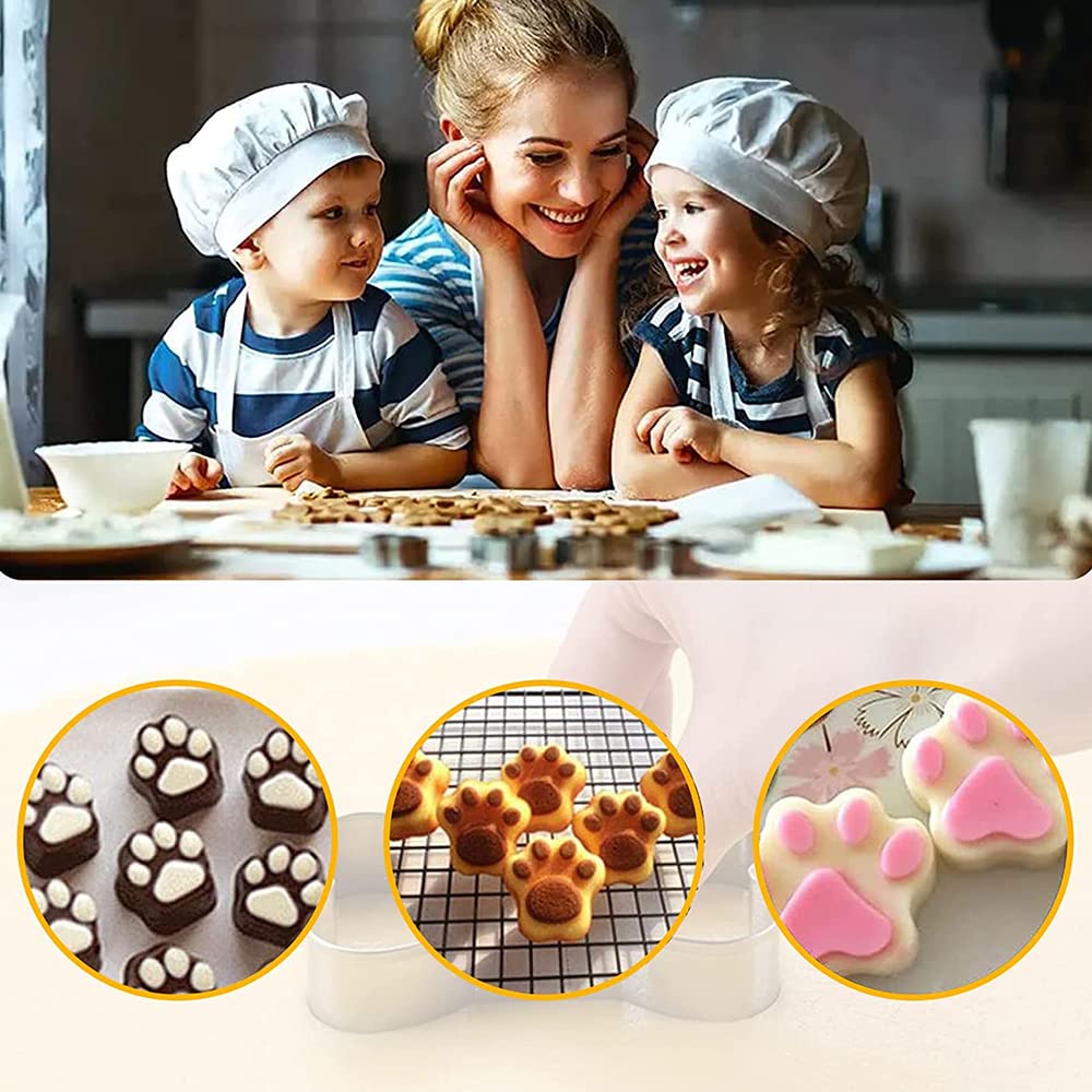 Silicone Puppy Treat Molds Puppy Paw Print & Dog Bone Shaped Molds Dog Treat Molds Used for Baking Chocolate Candy Jelly Ice Cub