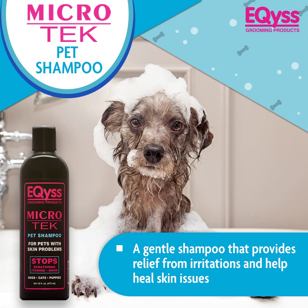 Eqyss Micro-Tek Pet Shampoo (16 Ounce) - Stops Scratching, Itching, Biting, Or Licking Hot Spots
