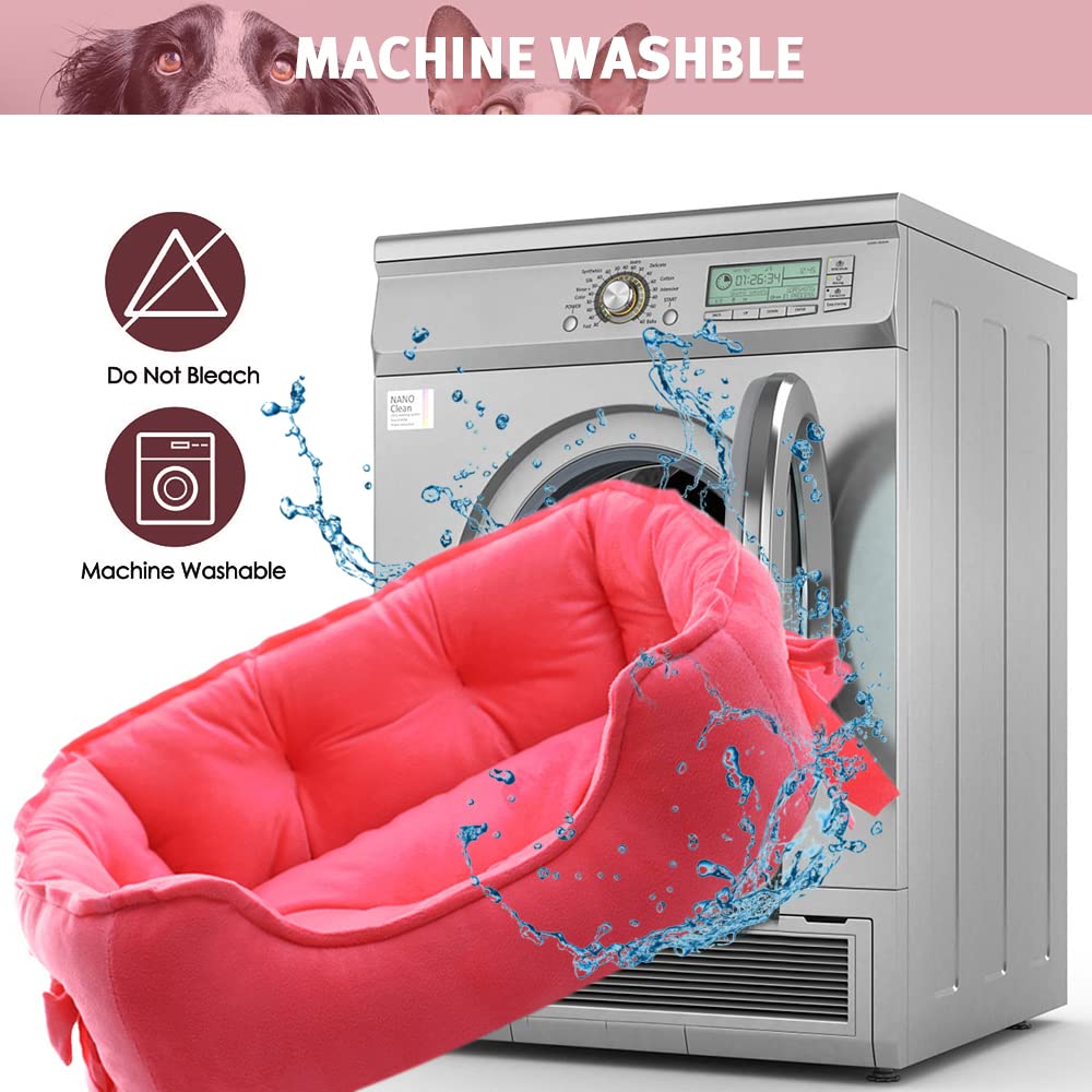 Pawstrip Cute Princess Dog Bed, Soft Breathable Bowknot Pet Cat Cushion For Small Dogs, Waterproof Bottom, Self-Warming, Machine Washable (Fuchsia)