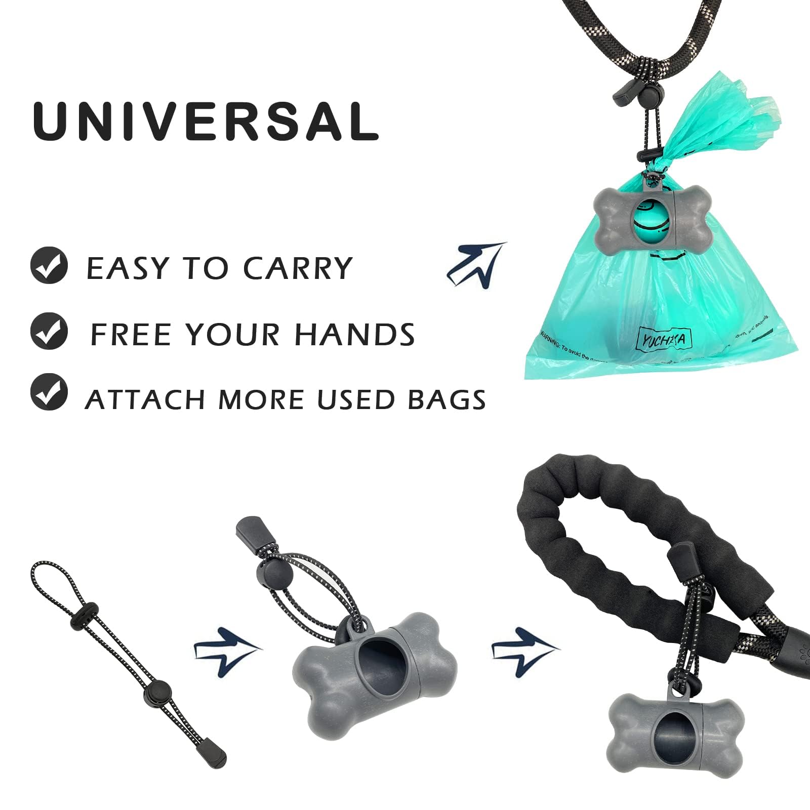 Dog Poop Pickup Bags Holder Dispenser With Standard-Sized Leak-Proof Scented Doggy Waste Bags And Carabiner With Safety Lock&Fas