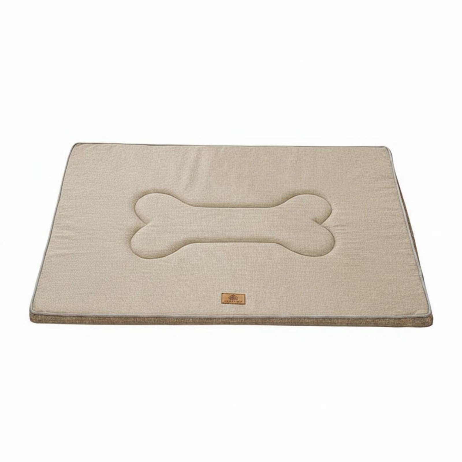 BNF AllSeason Use Cooling Pet Mat Scratch Resistant NonSlip Pet Sleeping Pad for Dogs, Cats, S, Khaki Linen 3D Mat|Pet Supplie
