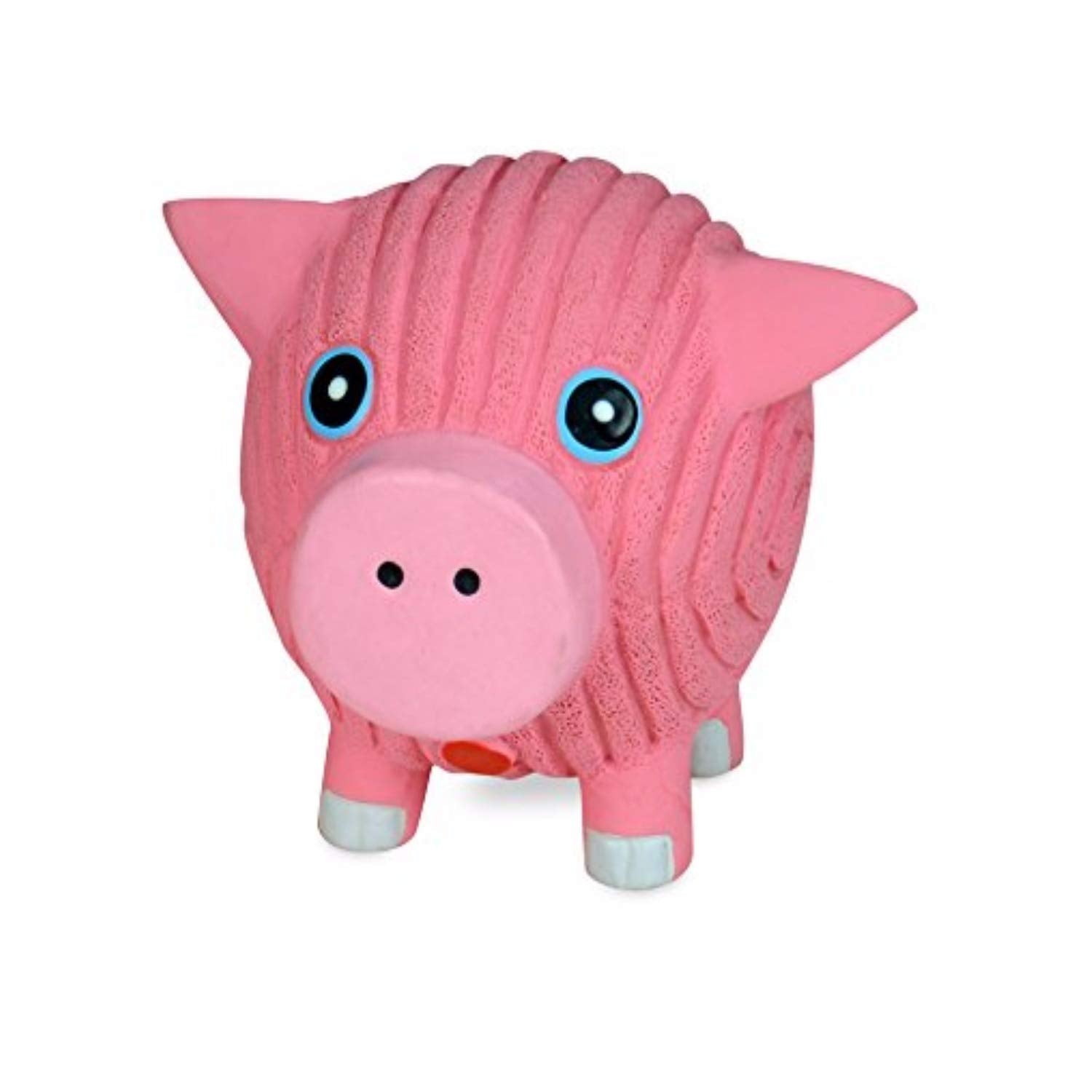 HuggleHounds Ruff-Tex Squeaky Tough Dog Chew Toy All Natural, Pig, Small for Large Breeds