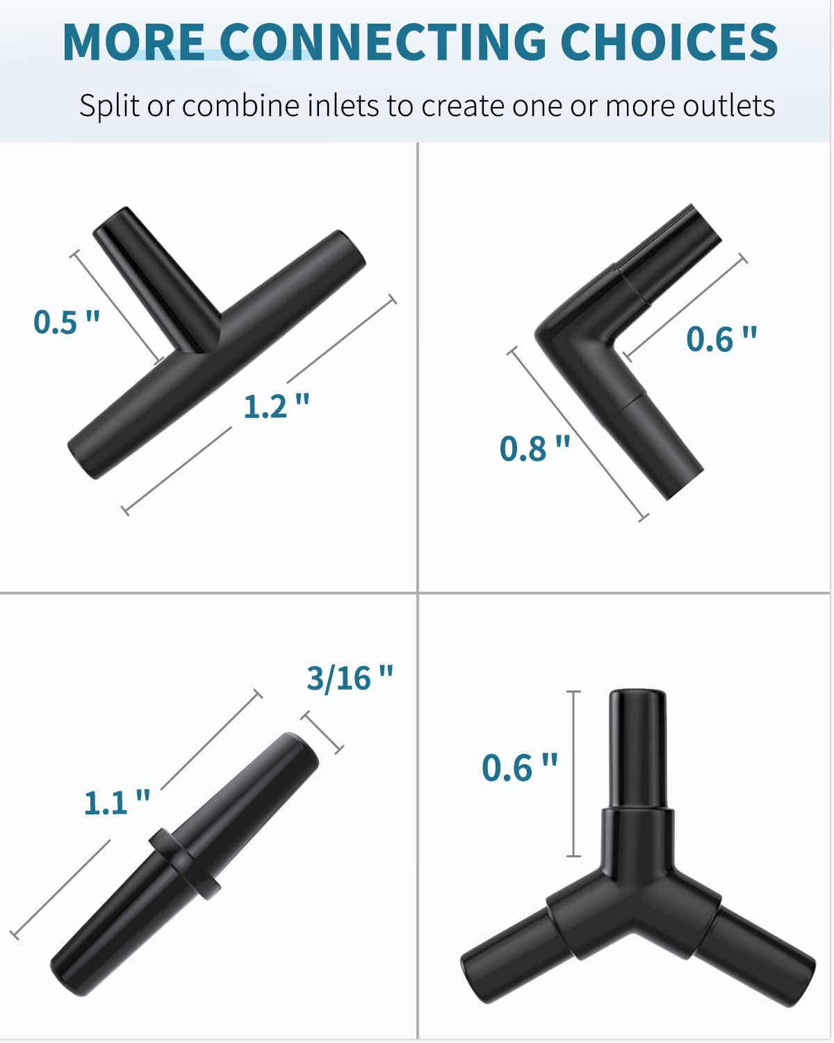 Pawfly 25 Feet Black Airline Tubing Set for Aquariums - PVC Material with Suction Cups, Connectors, and Check Valves