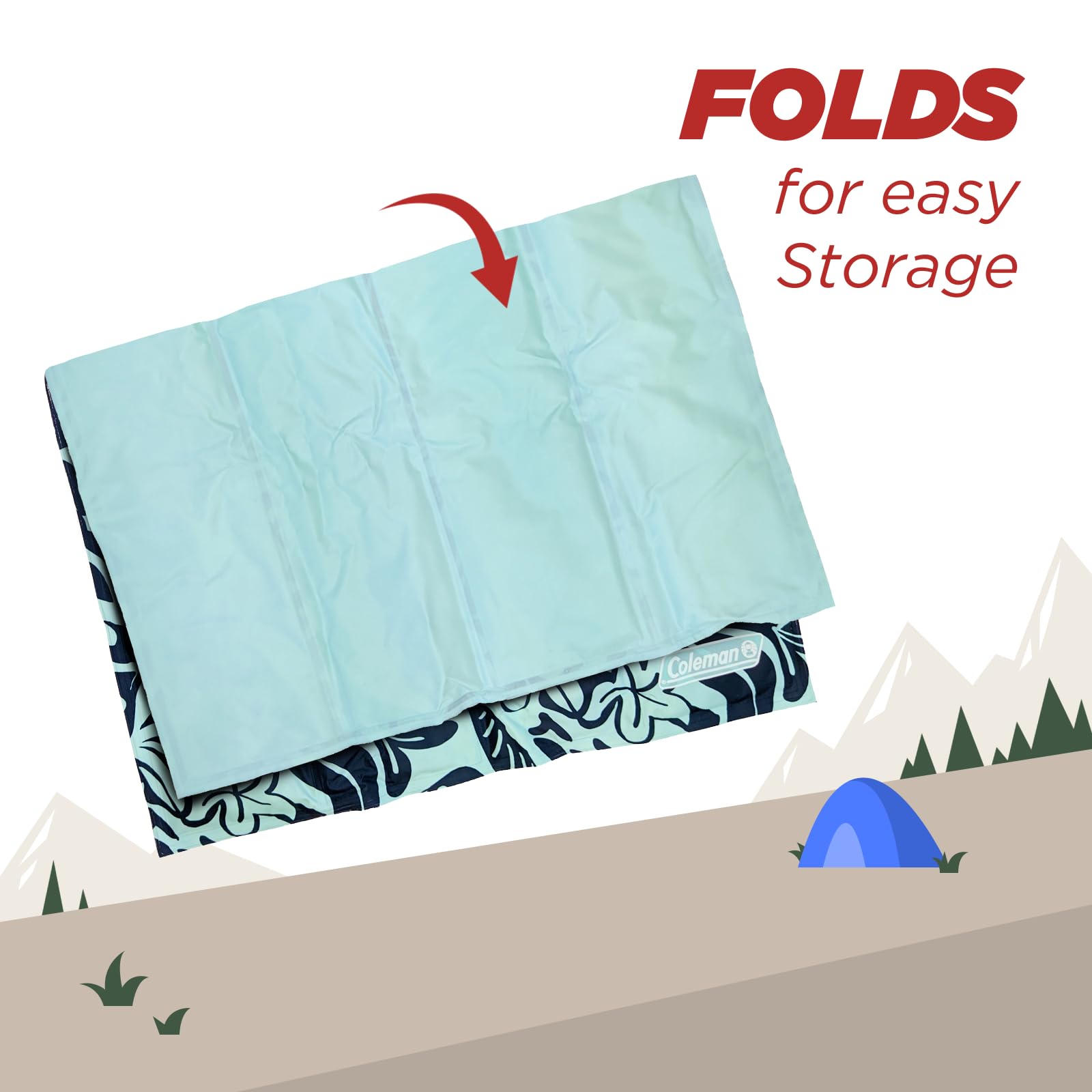 Coleman Small Navy Botanical Pattern Reversible Cooling Mat - 18    x 24