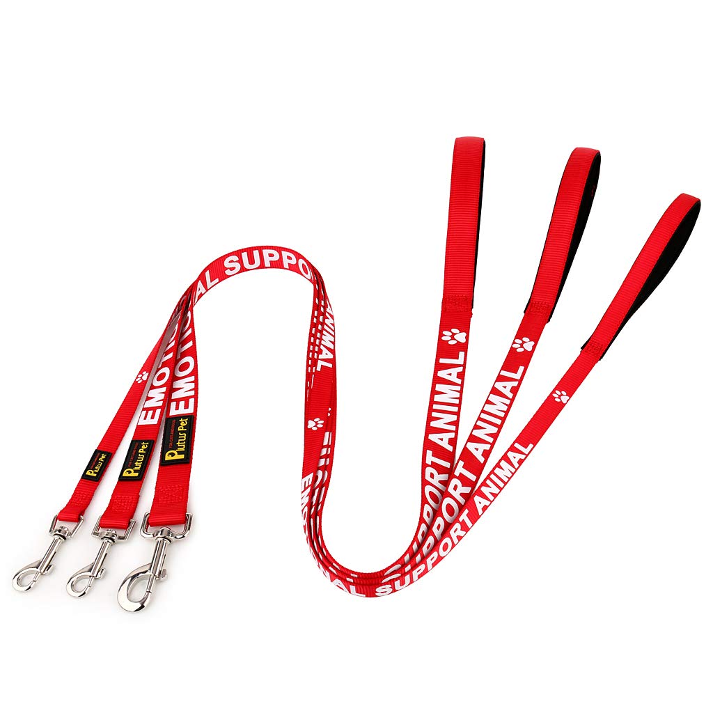 Plutus Pet Emotional Support Animal Leash with Soft Neoprene Padded Handle,Printed in Large Letters on Both Sides,4ft Long,Red,1