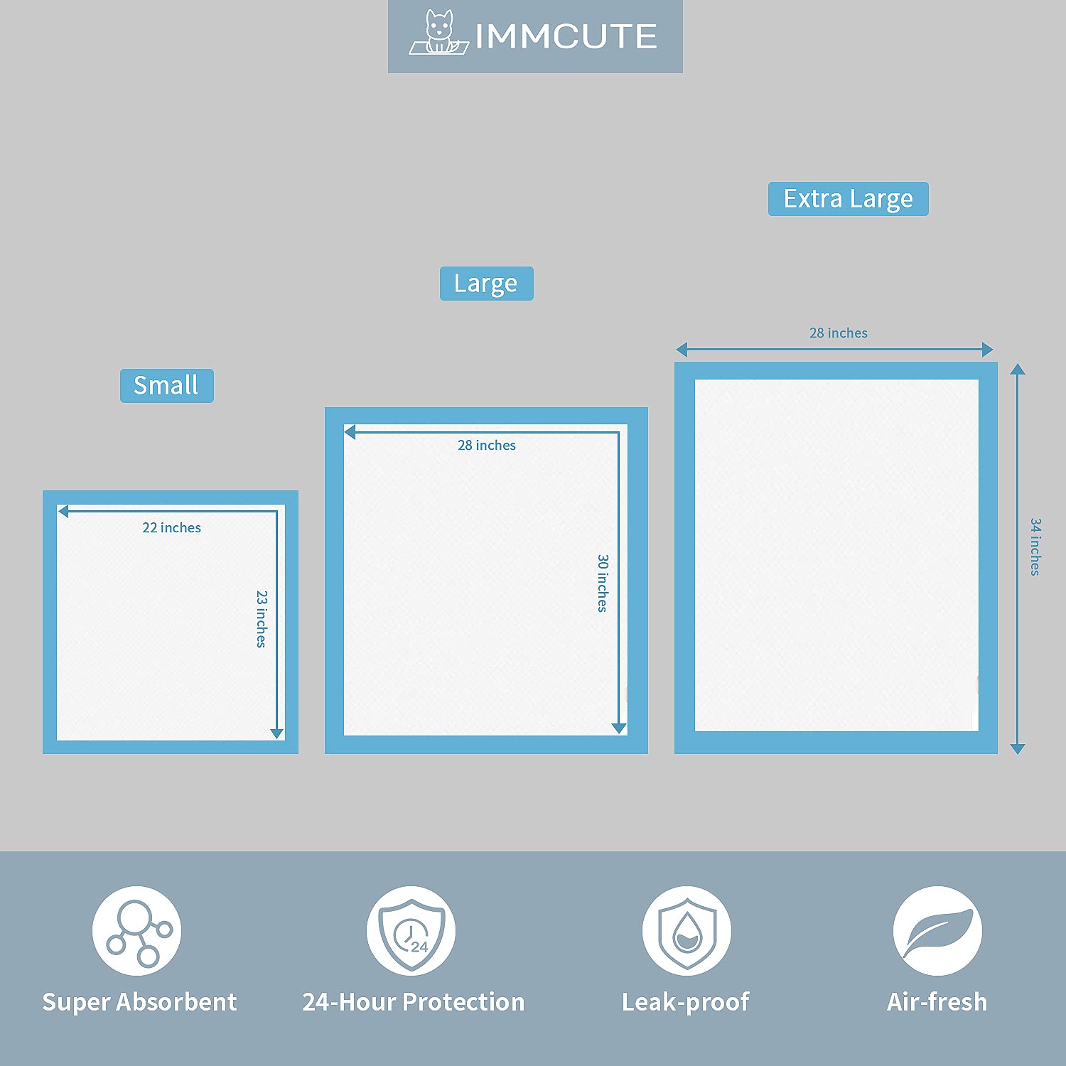 Immcute Puppy Pee Pads 22'X23'- 14 Count | Dog Pee Training Pads Super Absorbent & Leak-Proof | Disposable Pet Piddle And Potty Pads For Puppies | Dogs | Doggie| Cats | Rabbits