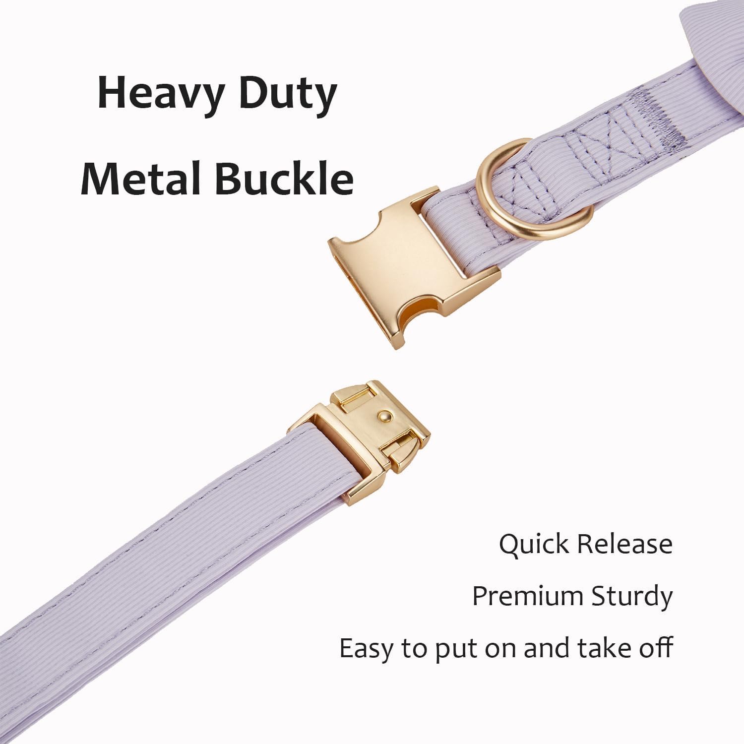 Ewinoom Bowtie Dog Collar Adjustable Soft Collars With Detachable Bow Tie And Metal Buckle For Small Medium Large Dogs,Lilac,Med