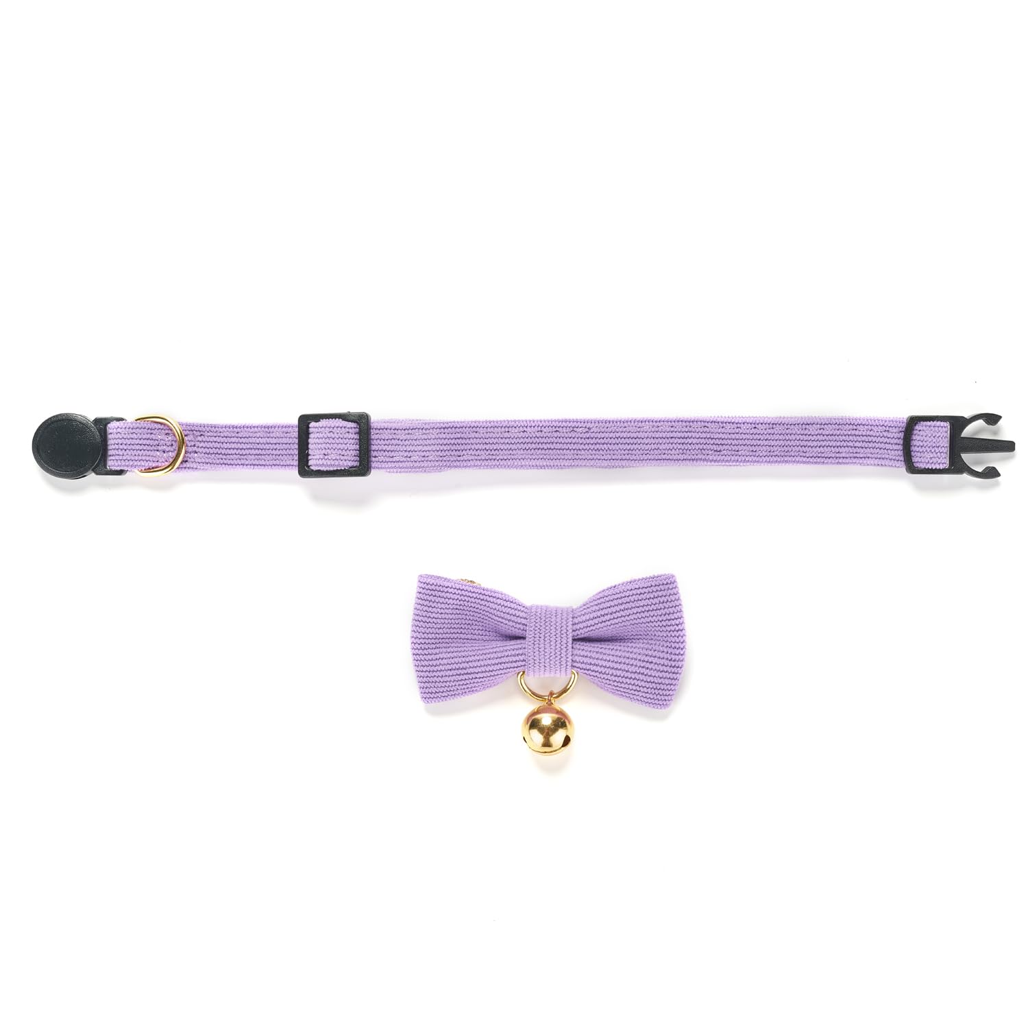 Petiry Soft Corduroy Cat Collar, Plaid Pattern, With Bell And Bowtie, Safety Breakaway Clasp, Adjustable For Kitten And Cats Pur