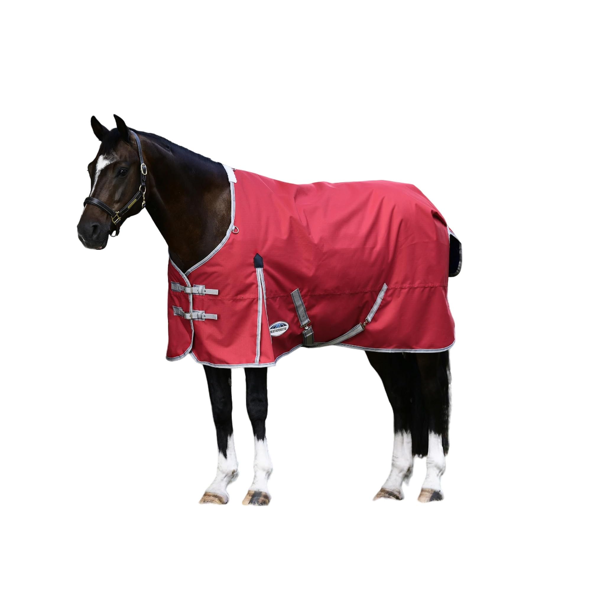 Weatherbeeta Comfitec Classic Standard Neck Lite Plus Horse Blanket, Red/Silver/Navy, 75'