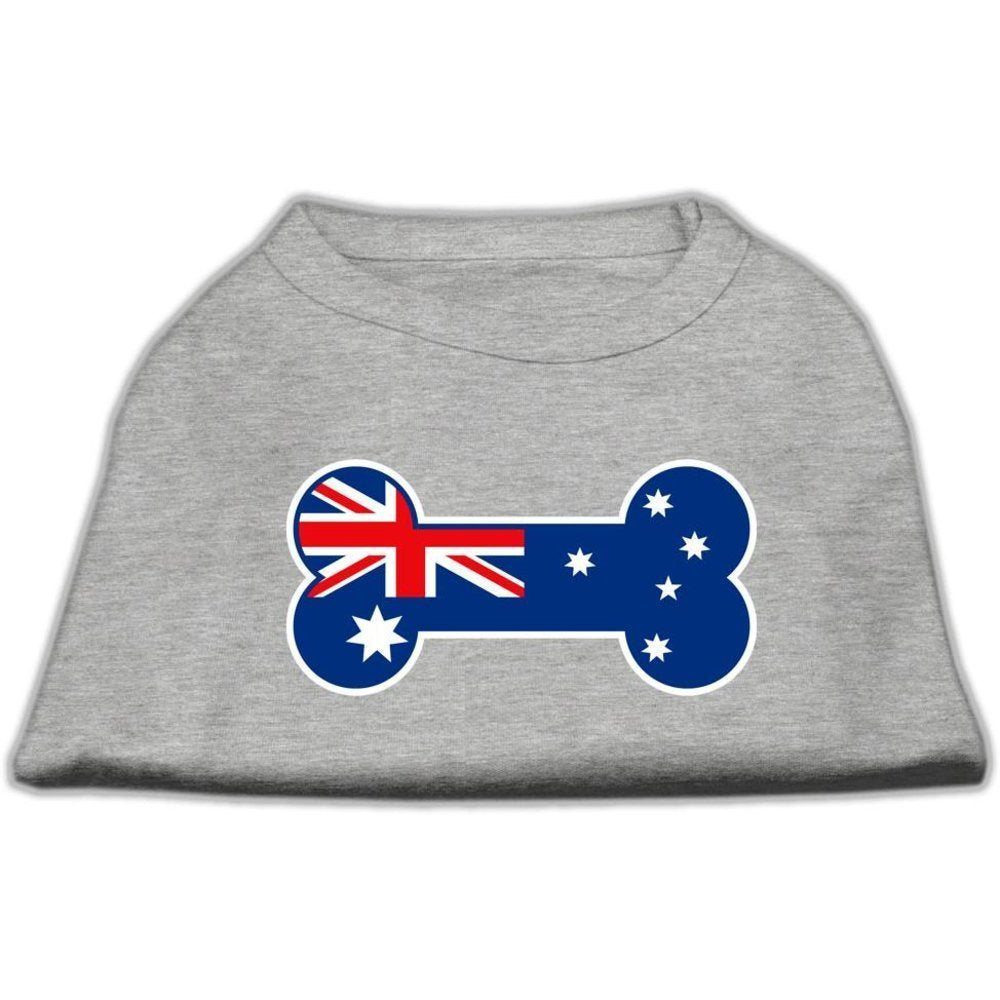 Pet Dog & Cat Shirt Screen Printed, &quot;Bone Shaped Australian Flag&quot; Gray 3XL (25-35 lbs.)