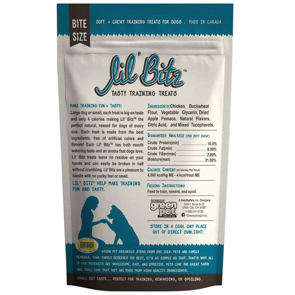 Lil Bitz Flame Roasted Chicken Training Treats, Soft, Tasty, Grain-Free, Perfect for Training and Spoiling, Irresistible Aroma,