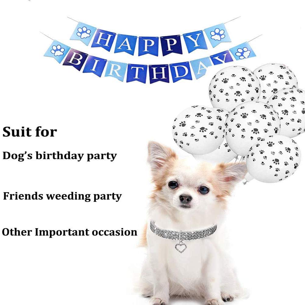 WoYous Rhinestones Dog Collar and Pearl Dog Necklace Set, Adjustable Neck Strap Bling Full Diamond Crystal Cute Pearl Dog Collar