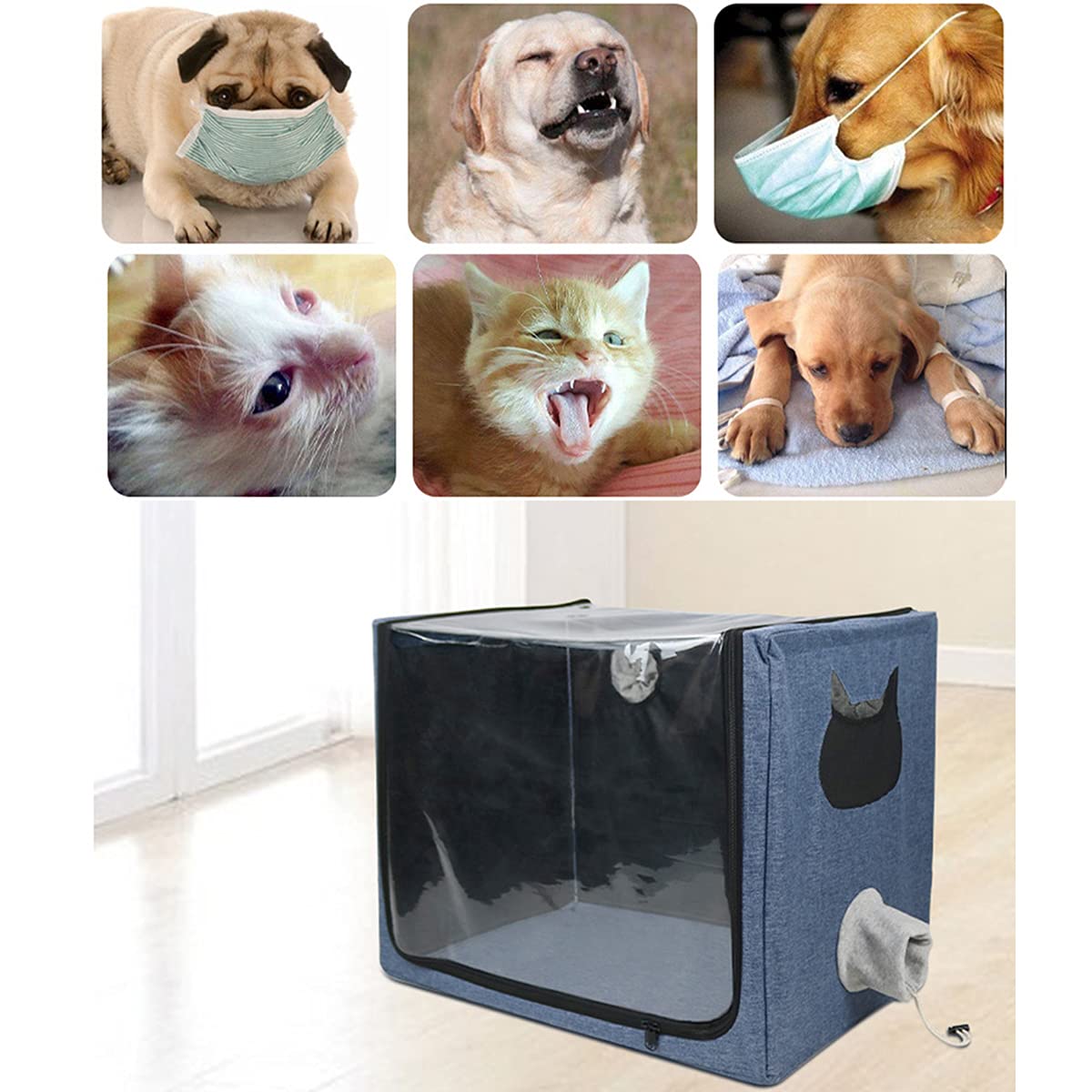 Wvnm Pet Atomization Nest,Cat And Dog Atomization Box Oxygen Inhalation Machine Dedicated Folding Atomization Box,Small Pet Oxyg