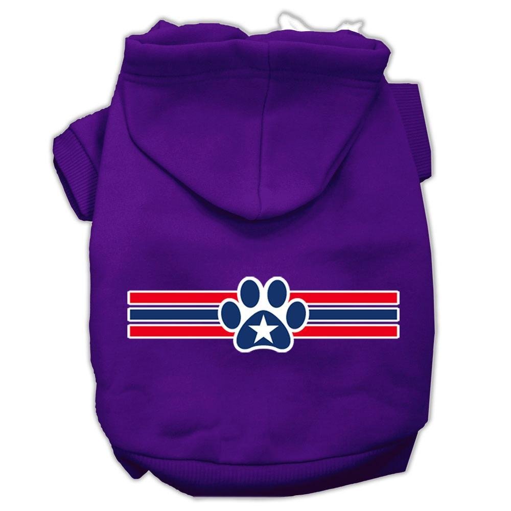 Pet Dog & Cat Hoodie Screen Printed, 'Patriotic Star Paw' Purple 2Xl (20-25 Lbs.)