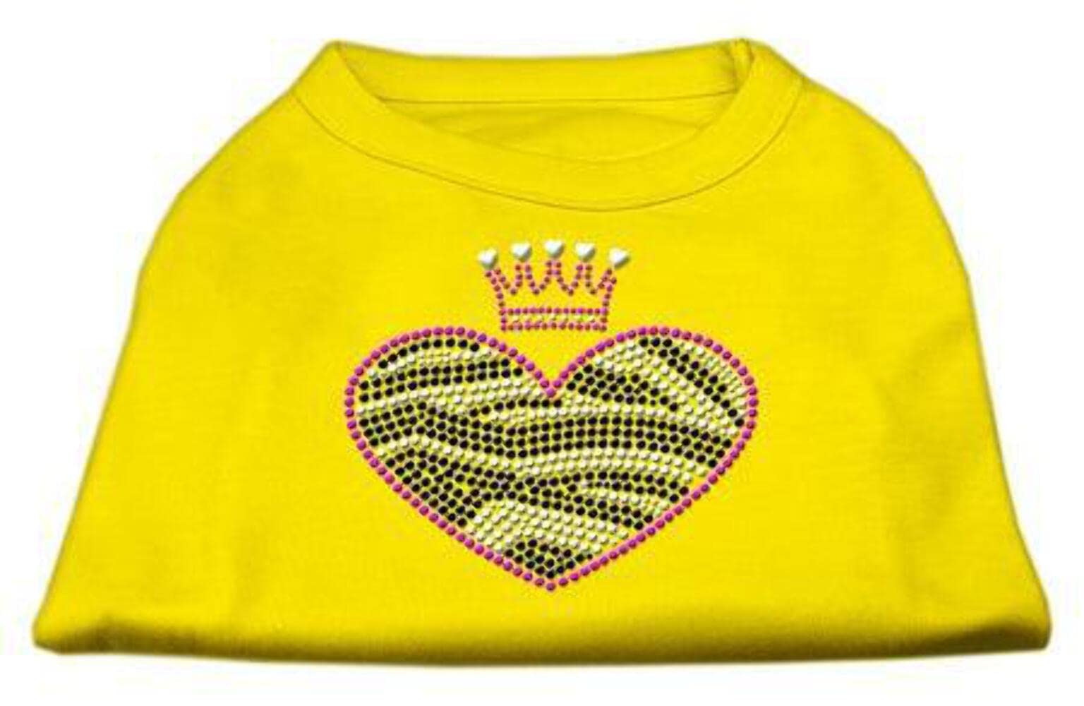 Mirage Pet Products Zebra Heart Rhinestone Dog Shirt, Large, Yellow