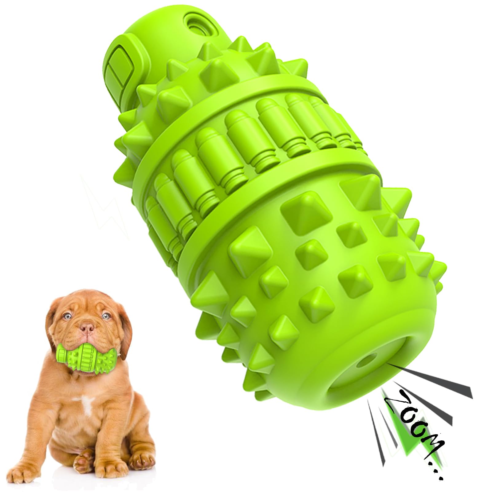 PIFFZEDO Dog Toys for Aggressive Chewers,Interactive Natural Rubber Chew & Squeaky Toy for Small Medium Breed,Dog Toothbrush,Tou