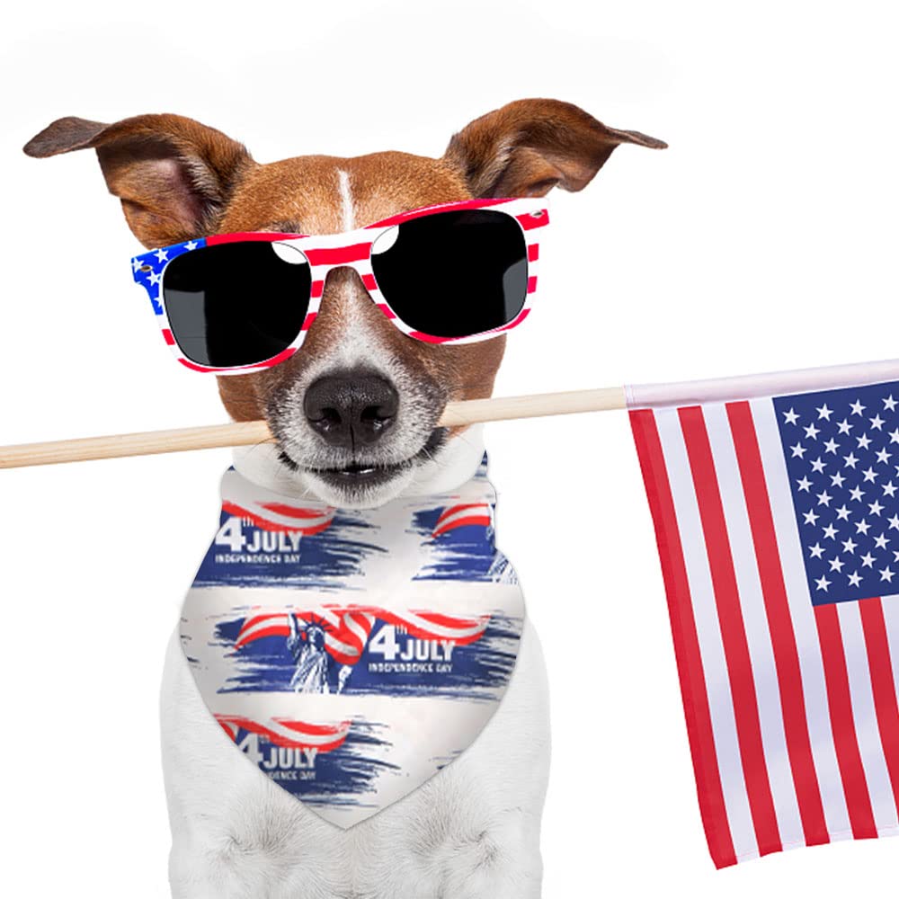 Alibbon 2 Pcs Patriotic Dog Bandanas, 4Th Of July Bandanas For Dogs, Star American Flag Triangle Pet Scarves Bibs For Cats, Inde