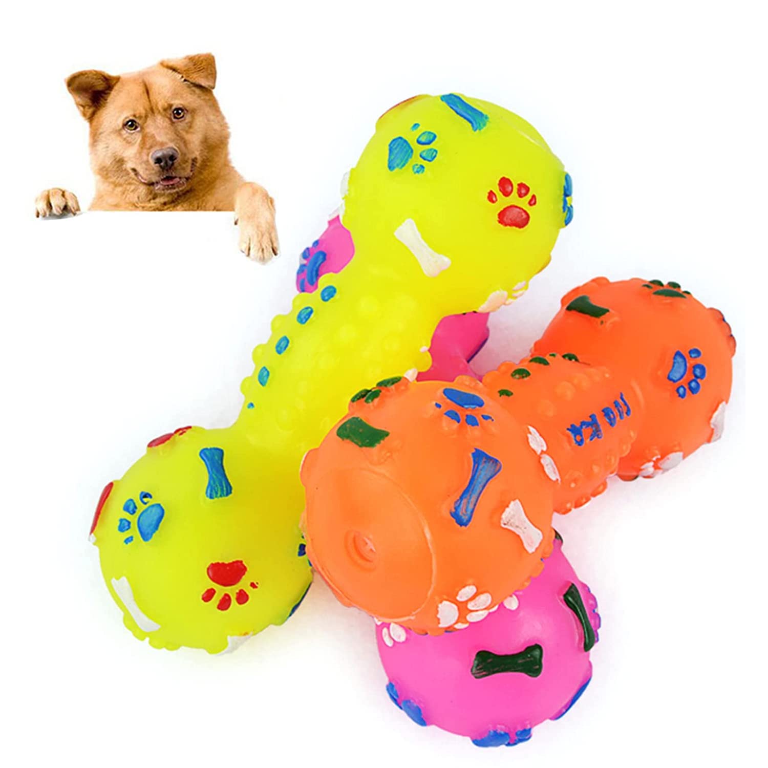 Smart Pups Squeaky Toys for Puppy,DumbbellShaped Toys for Teething, Dog Chew Toys with Squeak Puppies Toys for Small Dogs and
