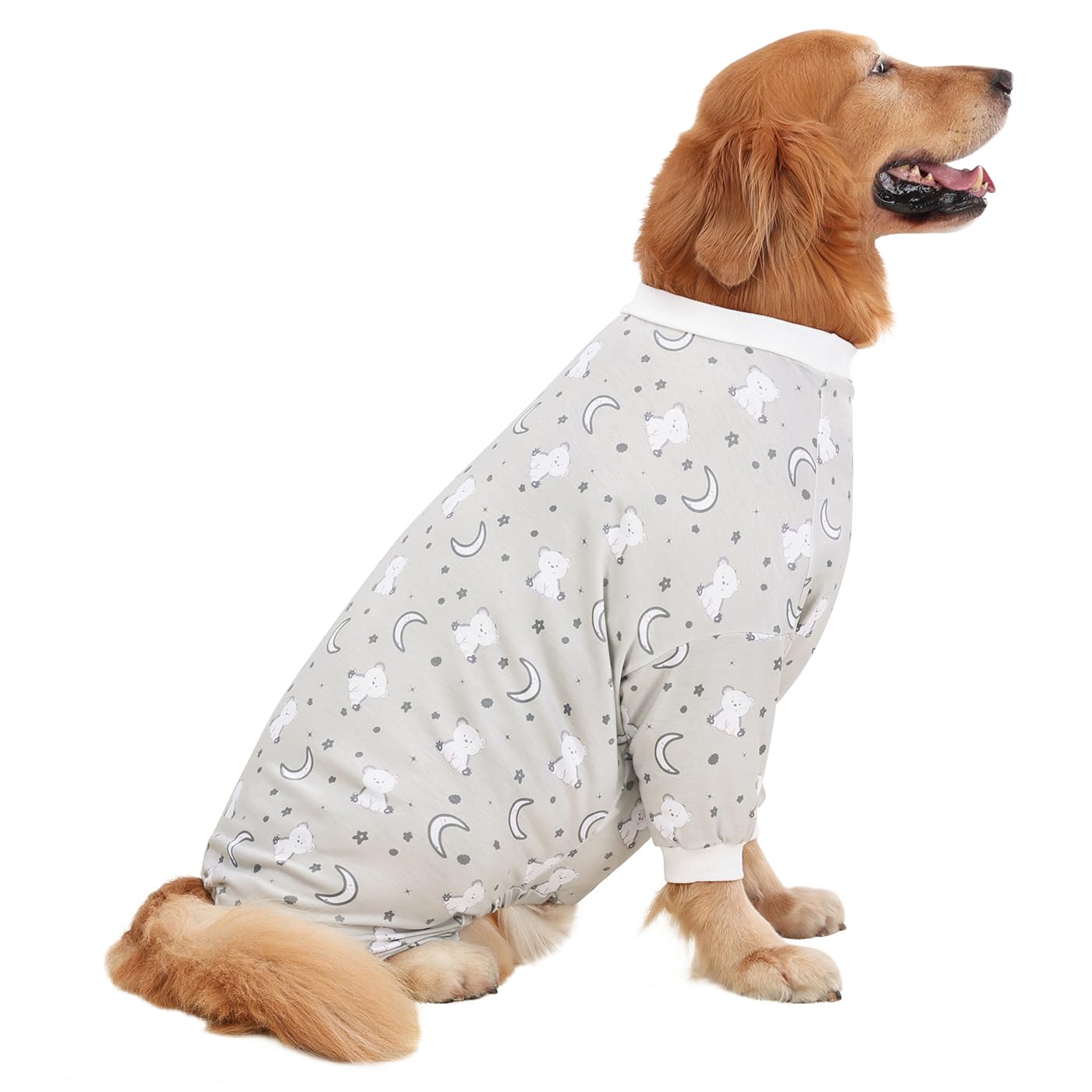 HDE Dog Pajamas One Piece Jumpsuit Lightweight Dog PJs Shirt for M-3XL Dogs Goodnight Polar Bears - L