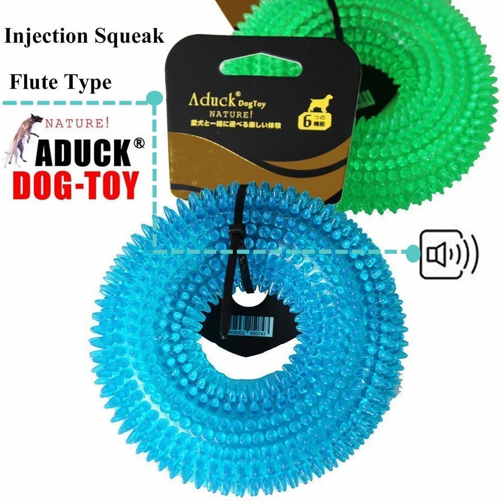 Aduck Dog Squeaky Chew Toys For Aggressive Chewers Dental Teething Cleaning (Non-Toxic Soft Natural Rubber), Cute Crystal Ring Design -4.92 Inches (Black)