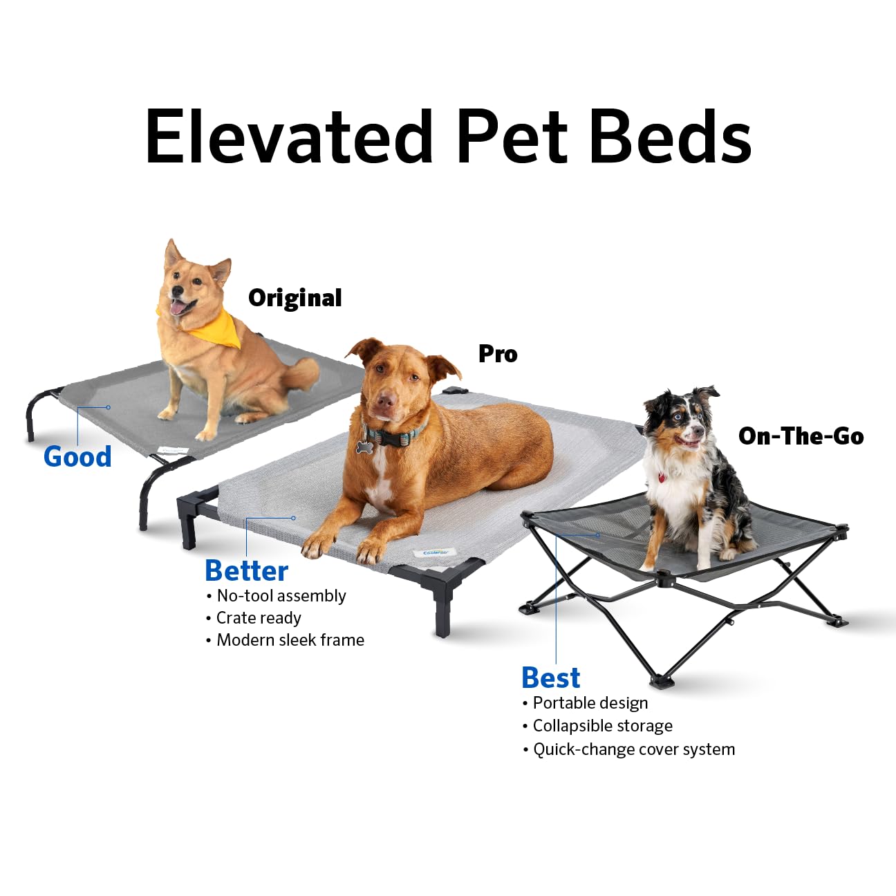 Coolaroo Elevated Dog Bed - Large, 51"x31.5", Nutmeg, 100% Recyclable High Density Polyethylene, Model 458959, Indoor/Outdoor Use